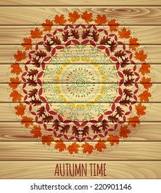 round ornament from autumn leaves. vector illustration