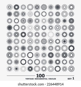 Round ornament collection. 100 Vintage decorative patterns set 1. Vector