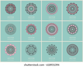 Round ornament collection. Hand drawn illustration. Vector background.
