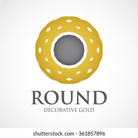 Round ornament of decoration abstract vector and logo design or template luxury gold business icon of company identity symbol concept