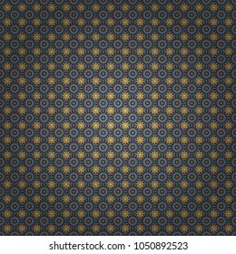 Round ornament decoration. Mandala vector element. Stylized floral motif in blue, orange and yellow colors. Colorful flower seamless pattern.