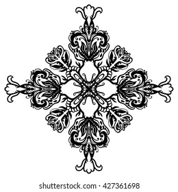 Round ornament. Design for coloring book page or tattoo. Decorative element.
Art nouveau.