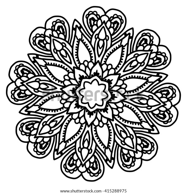 Round Ornament Design Coloring Book Page Stock Vector (Royalty Free