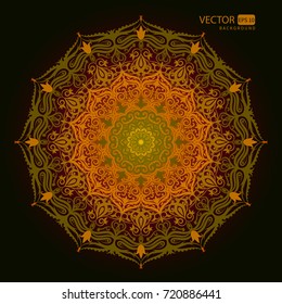 The round ornament. An element of decor. Vector geometric floral pattern. Ethnic Arab, Indian, Turkish style. Colorful abstract art. Vector illustration