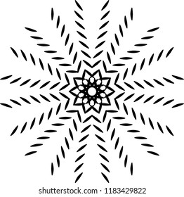 Round ornament. Element for design. Stylized snowflake. Lacy motif for web, prints, cards, poster. Vector illustration.