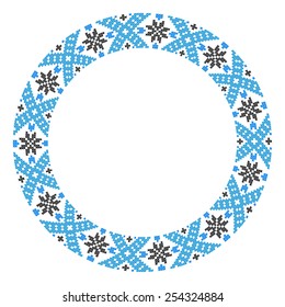 round ornament of embroidered good like handmade cross-stitch ethnic Ukraine pattern. template for goods of different sizes