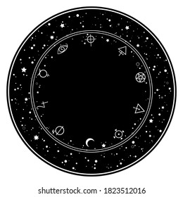 round ornament of esoteric elements and stars