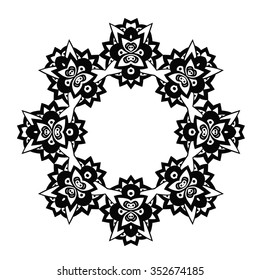 Round ornament. Ethnic mandala. Can be used like frame.Vector art
