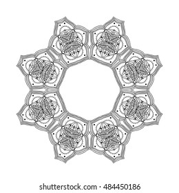 Round ornament. Ethnic mandala. Can be used like frame. Vector art