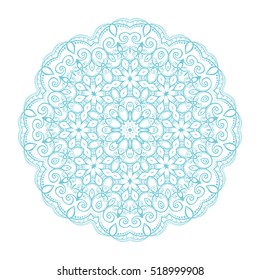 Round ornament. Ethnic mandala design. Lace pattern.Can be used for coloring book. Vector art