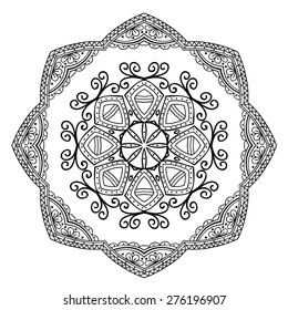 Round ornament. Ethnic mandala. Vector art