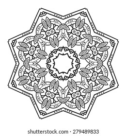 Round ornament. Ethnic mandala. Vector art