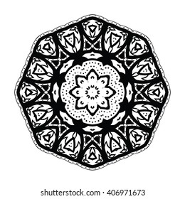 Round ornament. Ethnic mandala. Vector art