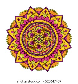 Round ornament. Ethnic mandala. Vector art