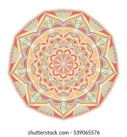 Round ornament. Ethnic mandala. Vector art