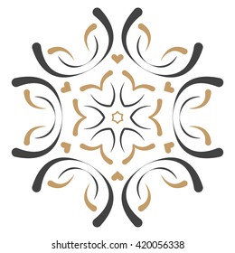 Round Ornament. Floral decorative elements. Gold and black