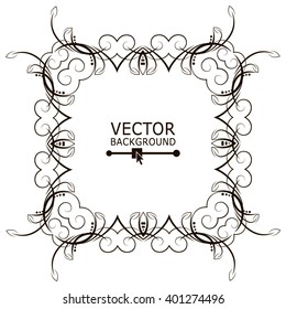 Round Ornament With Floral Elements. Flourish Design For Invitations And Greeting Cards. Art Frames. Place For Text. Vector Illustration.
