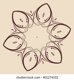 Round Ornament With Floral Elements. Flourish Design For Invitations And Greeting Cards. Art Frames. Place For Text. Vector Illustration.
