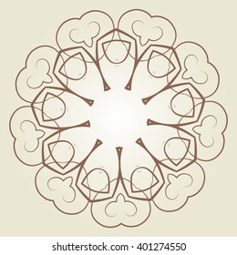 Round Ornament With Floral Elements. Flourish Design For Invitations And Greeting Cards. Art Frames. Place For Text. Vector Illustration.
