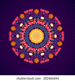  Round Ornament FLORAL  Pattern. Element for design. It can be used for decorating of invitations, cards, decoration for bags