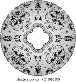 Round ornament with a flowers. Vector