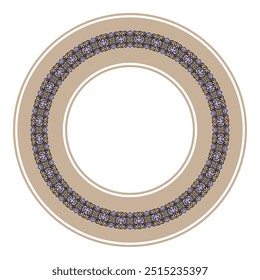 Round ornament frame, Asian Kazakh national ornament. Ethnic Pattern of nomadic peoples, Kazakh, Kyrgyz, Turks, Mongol. Frame for round surfaces, household utensils, textiles, embroidery