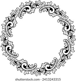 Round ornament frame for wedding. vector illustration