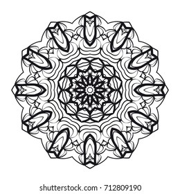 round ornament with geometric floral mandala. vector illustration