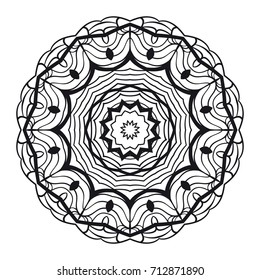 round ornament with geometric floral mandala. vector illustration