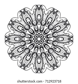 round ornament with geometric floral mandala. vector illustration