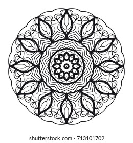 round ornament with geometric floral mandala. vector illustration
