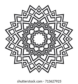 round ornament with geometric floral mandala. vector illustration