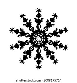 Round ornament of lace snowflake. Vector design element for Christmas and New Year design. Ornamental elegant detail. Mandala pattern.