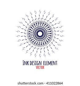 Round ornament made of ink splashes. Universal abstract pattern  for print, cloth, tattoo, tee shirt, utensil, medallion. Modern vector illustration. EPS 10 vector file.