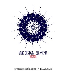 Round ornament made of ink splashes. Universal abstract pattern  for print, cloth, tattoo, tee shirt, utensil, medallion. Modern vector illustration. EPS 10 vector file.