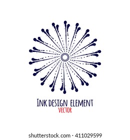 Round ornament made of ink splashes. Universal abstract pattern  for print, cloth, tattoo, tee shirt, utensil, medallion. Modern vector illustration. EPS 10 vector file.