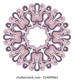 round ornament mandala, abstract decorative pattern, hand-drawn