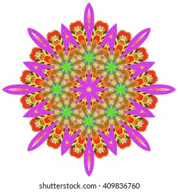 Round ornament, mandala, ethnic decorative element, boho style, zentangle.   white. flyers, postcards, prints, mugs, t-shirts, textile, wrapping. Vector Ethnic Oriental Circle Ornament.