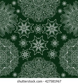  Round ornament, mandala, ethnic decorative element, boho style, zentangle. Vector illustration isolated on white.Islam, Arabic, Indian, ottoman motifs.