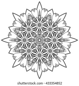 Round ornament, mandala, ethnic decorative element.Perfect for printing on fabric or paper. Islam, Arabic, Indian, ottoman motifs.