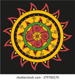 round ornament on a black background