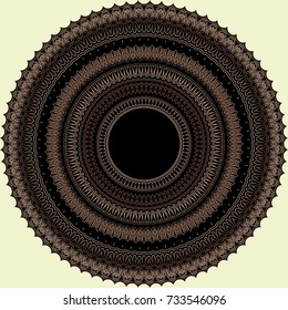 Round ornament oriental openwork mandala on a transparent background Design of a carpet element, embossing, decorative wheel hub of a car
