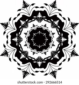 Round Ornament Pattern. Black Mandala. - vector illustration.
