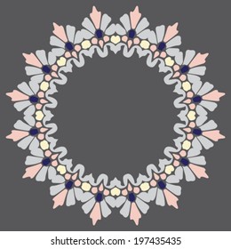 Round Ornament Pattern. Element for design. Stylish flat mandala. Beautiful floral wreath or border. 