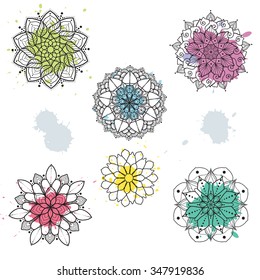 Round Ornament Pattern. Geometric circle element. Vector mandala collection.