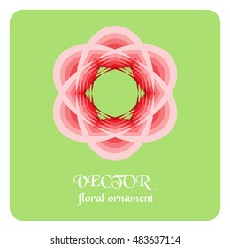 Round ornament pattern. Geometric logo template. Mandala decorative element.