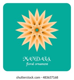 Round ornament pattern. Geometric logo template. Mandala decorative element.