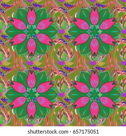 Round Ornament Pattern on a background. Spiritual and ritual symbol of Islam, Arabic, Indian religions. Oriental motifs. Vector geometric circle elements. Colored Mandala.