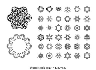 Round ornament pattern set. Geometric ornament made in vector. 