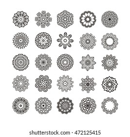 Round ornament pattern set. Geometric ornament made in vector.